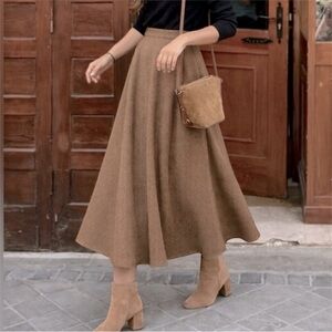 Vintage Bianca Pure Virgin Wool Maxi Skirt Tan Camel Beige Size XS–S